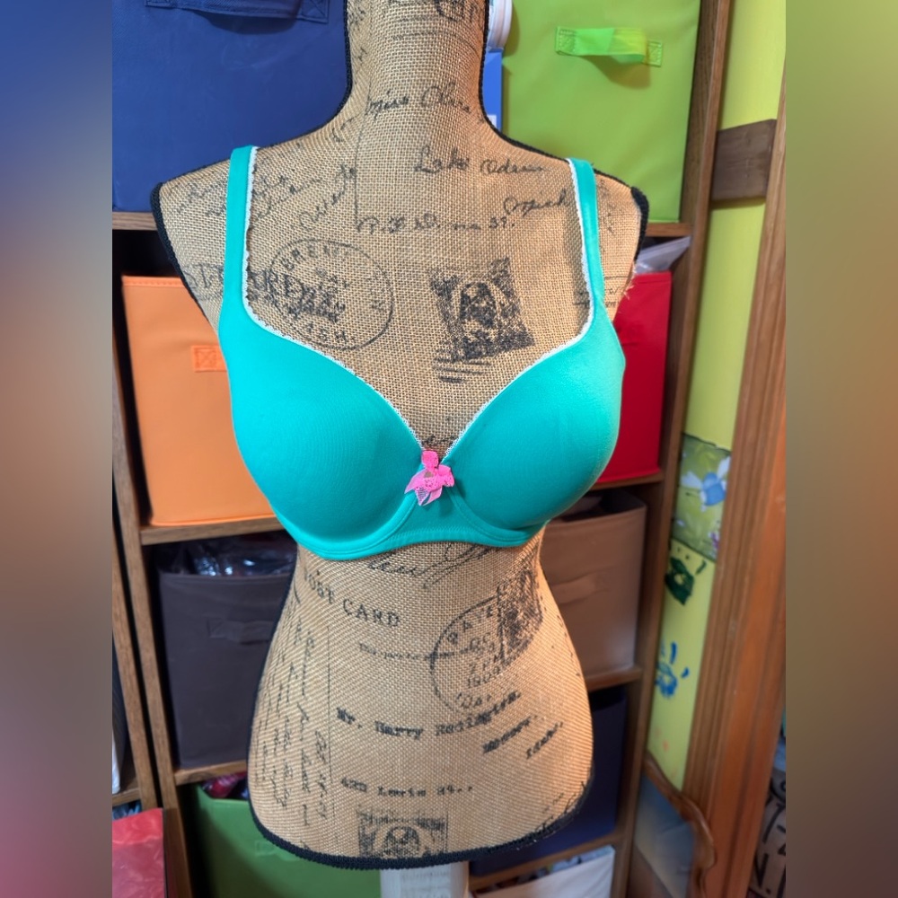 Victoria's Secret Aqua Bra with Pink Detail